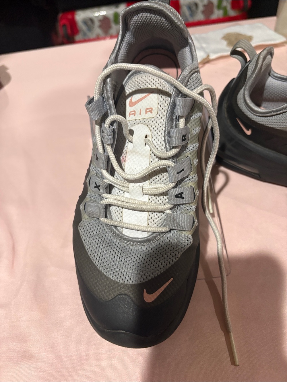 Nike Women's Sneakers in Light Gray, Black, and Pink